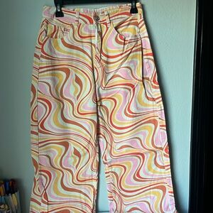 Urban Outfitters Multicolor Swirl Straight Leg Jeans